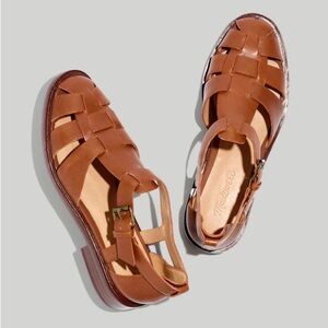 Madewell Rina Fisherman Flats Brown Leather Sandals